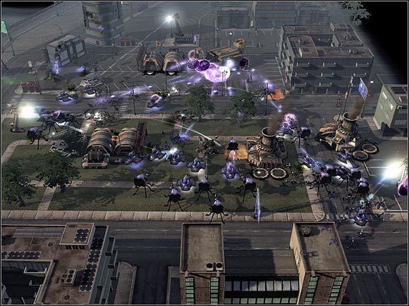 Rozpocznij od ataku na plac budowy. Dzięki temu uniemożliwisz przeciwnikowi produkcję nowych struktur. - Scrin - Londyn | Command & Conquer 3 Wojny o Tyberium - Command & Conquer 3: Wojny o Tyberium - poradnik do gry