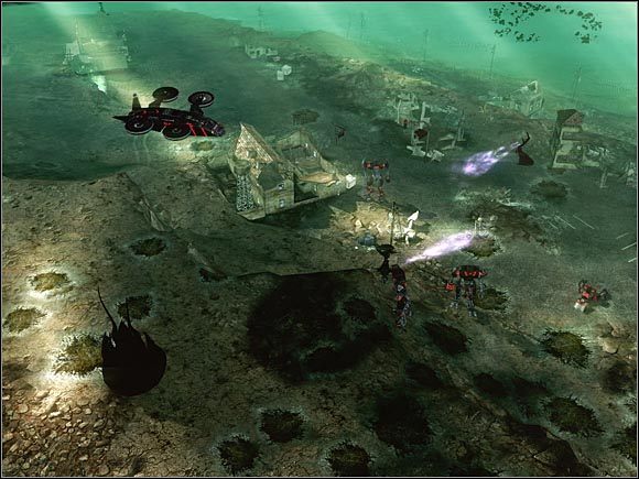 Baza obcych została zrównana z ziemią. Transportowiec może bezpiecznie wyładować sabotażystę w pobliżu ośrodka nerwowego Scrinów. - Nod - Wzgórza Włoskie | Command & Conquer 3 Wojny o Tyberium - Command & Conquer 3: Wojny o Tyberium - poradnik do gry