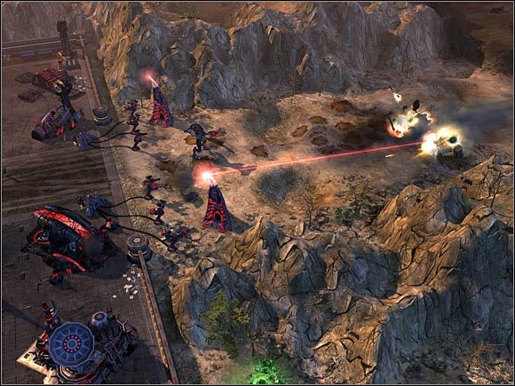 Północna brama bazy będzie intensywnie atakowana przez Mamuty. Dwa obeliski światła oraz dodatkowa ochrona w postaci Awatarów jest konieczna do przetrwania tych najazdów. - Nod - Słowenia | Command & Conquer 3 Wojny o Tyberium - Command & Conquer 3: Wojny o Tyberium - poradnik do gry