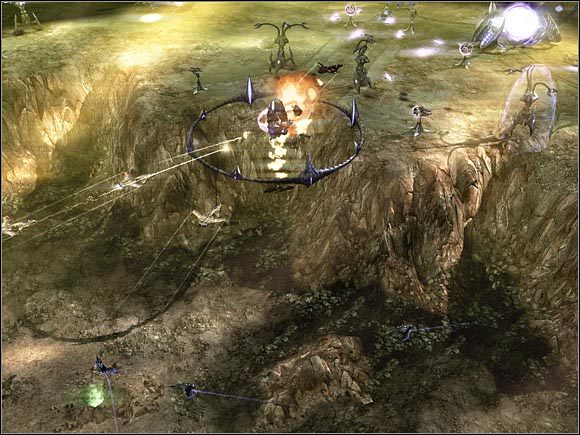 Dokonując uderzenia rakietowego, poczekaj, aż statek-matka oddali się od bazy wroga. Twoje myśliwce unikną wówczas kontaktu z obroną przeciwlotniczą Scrinów. - GDI - Berno | Command & Conquer 3 Wojny o Tyberium - Command & Conquer 3: Wojny o Tyberium - poradnik do gry