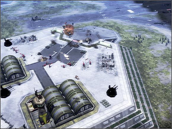 Lotnisko strzeżone jest przez oddziały rakietowe Bractwa. Będziesz potrzebować dużej grupy żołnierzy, żeby je odbić. - GDI - Baza lotnictwa w Langley | Command & Conquer 3 Wojny o Tyberium - Command & Conquer 3: Wojny o Tyberium - poradnik do gry