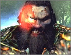 Barbarzyńca uderzeniem młota ograniczy arenę walki, upewnij się więc że stoisz na wyróżniającym się, kamiennym kręgu - w przeciwnym razie wpadniesz do bagna i zginiesz - The Bog of the Forgotten | Solucja God of War II - God of War II - poradnik do gry