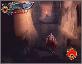 Jak pewnie się domyślasz, musisz podejść do ziejącej fireballami rzeźby i użyć Golden Fleece (L1), by odbić kulę ognia - Destinys Atrium (2) | Solucja God of War II - God of War II - poradnik do gry