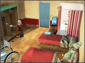 Na szafce nocnej pomiędzy łóżkami leży ciśnieniomierz - Szpital, 13:24 - Bezczynność to nie moja specjalność.. | Szkoła, 8:25, Szpital 13:34 - Tony Tough 2: A Rakes Progress - poradnik do gry