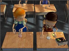 Z braku lepszego pomysłu Tony otwiera leżące na ławce pudełko z drugim śniadaniem - Miłe złego początki... | Szkoła, 8:25, Szpital 13:34 | Tony Tough 2 - Tony Tough 2: A Rakes Progress - poradnik do gry