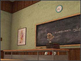 Przed chłopcem stoi menzurka z wodorowęglanem sodu (składnik proszku do pieczenia) - Miłe złego początki... | Szkoła, 8:25, Szpital 13:34 | Tony Tough 2 - Tony Tough 2: A Rakes Progress - poradnik do gry