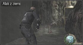 Gdy przeciwnik przyjmie na siebie odpowiednia ilość ołowiu padnie na ziemię i otrzyma nową zdolność: wchodzenie pod ziemię - Boss (5-3) - It | Solucja Resident Evil 4 - Resident Evil 4 - PC - poradnik do gry