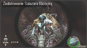 Następnie załączy się krótka scenka, w której Salazar zostanie odsłonięty (w tylniej części szyi głównej głowy) - Boss (4-4) - Salazar | Solucja Resident Evil 4 - Resident Evil 4 - PC - poradnik do gry