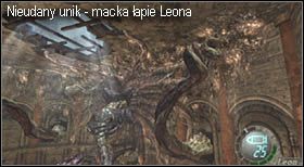 Jeśli nie uda Ci się uniknąć ataku zostaniesz uderzony/podcięty albo schwytany, podniesiony wysoko pod sufit i ciśnięty na podłogę - Boss (4-4) - Salazar | Solucja Resident Evil 4 - Resident Evil 4 - PC - poradnik do gry