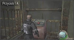 Po przejęciu kontroli nad bohaterem i odstraszeniu napastnika przejdź na wprost, skręć dwa razy w lewo i strzel w zieloną lampkę, by otworzyć pierwszą bramę - Island (5-3) - klatki z IT | Solucja Resident Evil 4 - Resident Evil 4 - PC - poradnik do gry