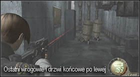 Znajdziesz się w budynku, w którym zaatakują Cię dwaj oponenci z tarczami, zniszcz je oraz ich i skorzystaj z drzwi końcowych - Island (5-4) - wróg z kartą klucz | Solucja Resident Evil 4 - Resident Evil 4 - PC - poradnik do gry