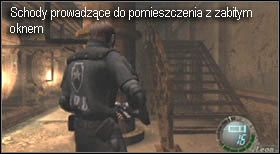 Na końcu przejścia, oprócz dwóch par drzwi (po lewej i prawej), znajdują się również schody - Island (5-3) - utrata Ashley | Solucja Resident Evil 4 - Resident Evil 4 - PC - poradnik do gry