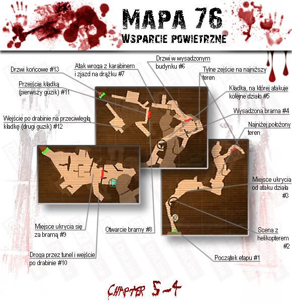 Z uwagi na to, iż struktura mapy jest dość skomplikowana, zastosowałem numerki przy pewnych miejscach - Island (5-4) - wsparcie powietrzne | Solucja Resident Evil 4 - Resident Evil 4 - PC - poradnik do gry