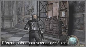 Załatw tam kusznika (jest dość denerwujący, bo gdy Cię trafi zjedziesz na dół i dopiero przy kolejnym transporcie na górę będziesz mógł go zabić - musisz być pierwszy w oddaniu strzału) - Castle (4-4) - ruchomy posąg Salazara | Solucja Resident Evil 4 - Resident Evil 4 - PC - poradnik do gry