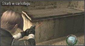 Pod podestem, na którym walczyłeś z pierwszymi nieprzyjaciółmi, znajduje się zejście do komnaty, na środku której odkryjesz sarkofag - Castle (4-3) - piaskowe katakumby | Solucja Resident Evil 4 - Resident Evil 4 - PC - poradnik do gry