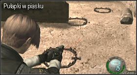 Gdy postanowisz zejść na dół pamiętaj o sidłach, gdyż rozstawione są pomiędzy przejściami (dezaktywuj je nożem) - Castle (4-3) - piaskowe katakumby | Solucja Resident Evil 4 - Resident Evil 4 - PC - poradnik do gry