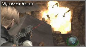 Na zewnątrz dotrzesz do miejsca, w którym będzie dość duży uskok terenu - Island (5-3) - wybuchowe urwisko | Solucja Resident Evil 4 - Resident Evil 4 - PC - poradnik do gry