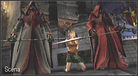 Załączy się scenka, w której początkowo wydawać może się, iż to Ashley jest w tarapatach, jednak to Ty potrzebować będziesz pomocy - Castle (4-1) - próba zabicia Leona | Solucja Resident Evil 4 - Resident Evil 4 - PC - poradnik do gry