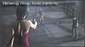 Po chwili napinania mięśni do akcji przyłączy się kobieta w czerwieni i rozdzieli walczących - Island (5-3) - pojedynek na noże | Solucja Resident Evil 4 - Resident Evil 4 - PC - poradnik do gry
