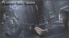 Na dole przeciwnik zaatakuje Cię już tylko raz (po tym, jak zostanie zraniony), a później Leon upadnie na ziemię - Island (5-3) - pojedynek na noże | Solucja Resident Evil 4 - Resident Evil 4 - PC - poradnik do gry