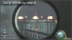 Dotrzesz do rogu balkonu i z niego (chowając się za ścianą - mapa) zabij operatorów maszyn - Castle (4-1) - ruchomy most | Solucja Resident Evil 4 - Resident Evil 4 - PC - poradnik do gry