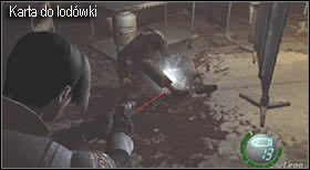 Wewnątrz, po lewej znajdziesz dokumenty (opisują potwora, którego widziałeś przed chwilą - regenerator) oraz pierwszą kartę, za pomocą której dostaniesz się do lodówki (pomieszczenia zamrażarki) - Island (5-1) - laboratorium i lodówka | Solucja Resident Evil 4 - Resident Evil 4 - PC - poradnik do gry