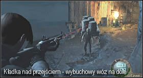 Dotrzesz do kładki, na której stać będzie wybuchowa beczka - wykorzystaj ją, by pozbyć się części nieprzyjaciół - Island (5-1) - urwisko | Solucja Resident Evil 4 - Resident Evil 4 - PC - poradnik do gry