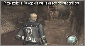 Podczas bardzo długiej jazdy wskakiwać będą do Ciebie wrogowie, dlatego by móc łatwiej ich zabijać stój w ostatnim wagoniku - Castle (4-3) - podziemna kolejka | Solucja Resident Evil 4 - Resident Evil 4 - PC - poradnik do gry