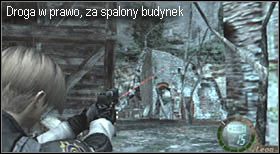 Miejsce docelowe, czyli drzwi po lewej od ogniska okażą się zamknięte, dlatego udaj się w prawo, za spalony budynek (po drodze podnosząc złoto leżące nieopodal) - Castle (4-3) - ruiny zamkowe | Solucja Resident Evil 4 - Resident Evil 4 - PC - poradnik do gry