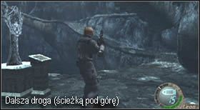 Dalsza droga prowadzi bohatera pod górę, wąską skalną ścieżką - Castle (4-2) - jaskinia | Solucja Resident Evil 4 - Resident Evil 4 - PC - poradnik do gry