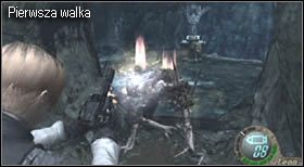 Idąc nim dotrzesz do wielkiej jaskini i półki skalnej, na której stoi dziwny posąg (czytając informacje z niego otrzymasz niewielką podpowiedź) - Castle (4-2) - jaskinia | Solucja Resident Evil 4 - Resident Evil 4 - PC - poradnik do gry