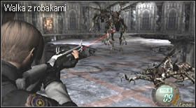 Gdy przejmiesz kontrolę nad bohaterem podbiegnij do jednej ze ścian, tak by przeciwnicy nie mogli Cię zaatakować zza pleców - Castle (4-1) - porwanie Ashely | Solucja Resident Evil 4 - Resident Evil 4 - PC - poradnik do gry