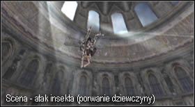 Gdy ruszysz dalej dojdzie do kolejnego ataku insektów, lecz najpierw obejrzysz scenkę, w której Ashley zostanie porwana przez potwora - Castle (4-1) - porwanie Ashely | Solucja Resident Evil 4 - Resident Evil 4 - PC - poradnik do gry