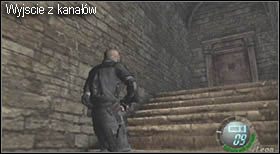 Zanim wyjdziesz po schodach na górę podejdź do kratki częściowo zalanej wodą (na lewo od schodów), leży tam klejnot - Castle (3-2) - kanały z wielkimi insektami | Solucja Resident Evil 4 - Resident Evil 4 - PC - poradnik do gry