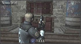 Wewnątrz znajduje się kilka skrzyneczek, w których znajdziesz sporo złota , czerwone zioło i przede wszystkim nową broń - Castle (4-1) - mechaniczne smoki | Solucja Resident Evil 4 - Resident Evil 4 - PC - poradnik do gry