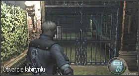 Udaj się do końca balkonem i zejdź na dół po schodach - Castle (3-2) - ogrodowy labirynt | Solucja Resident Evil 4 - Resident Evil 4 - PC - poradnik do gry