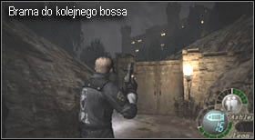 Przechodząc niewielki odcinek natrafisz na maszynę zapisującą stan gry i handlarza stojącego nieopodal - Village (2-3) - kolejka górska | Solucja Resident Evil 4 - Resident Evil 4 - PC - poradnik do gry