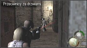 Przejdź przez pobliskie drzwi i przygotuj się na walkę, gdyż tuż za nimi czają się wrogowie - Castle (3-1) - kolejne spotkanie Luisa | Solucja Resident Evil 4 - Resident Evil 4 - PC - poradnik do gry