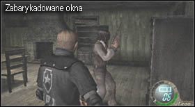 Na początku zasłoń trzy okna stojącymi obok regałami, dzięki temu przeciwnicy pojawiać będą się w mniejszych ilościach - Village (2-2) - obrona domu | Solucja Resident Evil 4 - Resident Evil 4 - PC - poradnik do gry
