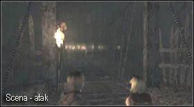 Na końcu mostu załączy się scenka, w której dojdzie do zmasowanego ataku wieśniaków - Village (2-2) - obrona domu | Solucja Resident Evil 4 - Resident Evil 4 - PC - poradnik do gry