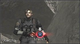 Przechodząc kilka kroków w wąwozie znów wrogowie zepchną na Ciebie głaz: procedura ratowania się pozostaje taka sama, co na początku gry - Village (1-3) - moczary | Solucja Resident Evil 4 - Resident Evil 4 - PC - poradnik do gry