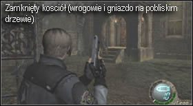 Będąc blisko bramy zaatakuje Cię kilkoro stojących tam wrogów - Village (1-3) - cmentarz | Solucja Resident Evil 4 - Resident Evil 4 - PC - poradnik do gry