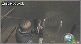 Za rogiem, koło barierki i drabinki prowadzącej do wody, napotkasz jeszcze jednego wroga - chyba wiesz co z nim zrobić - Village (1-2) - ryby w kanałach | Solucja Resident Evil 4 - Resident Evil 4 - PC - poradnik do gry