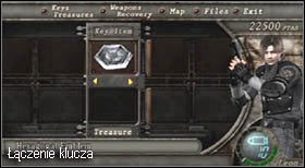 Połącz obydwa fragmenty w jedną całość (w opcjach) i włóż je w odpowiednie miejsce na wrotach - Village (1-2) - pierwszy handlarz | Solucja Resident Evil 4 - Resident Evil 4 - PC - poradnik do gry