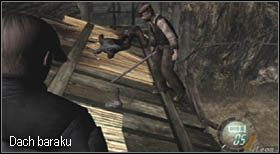 Następnie podejdź do drewnianego rusztowania i zeskocz na dół uciekając pogoni - Village (1-2) - pierwszy handlarz | Solucja Resident Evil 4 - Resident Evil 4 - PC - poradnik do gry