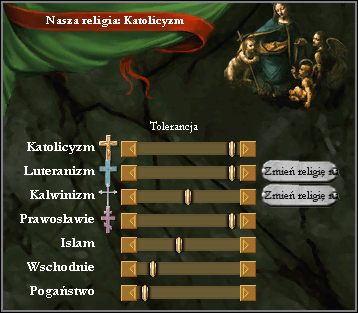 Tutaj ustawiamy poziom tolerancji jakim będą się cieszyć wyznawcy różnych religii w naszym państwie - Stabilność, kultury i religia | Zarządzanie państwem w Europa Universalis III - Europa Universalis III - poradnik do gry