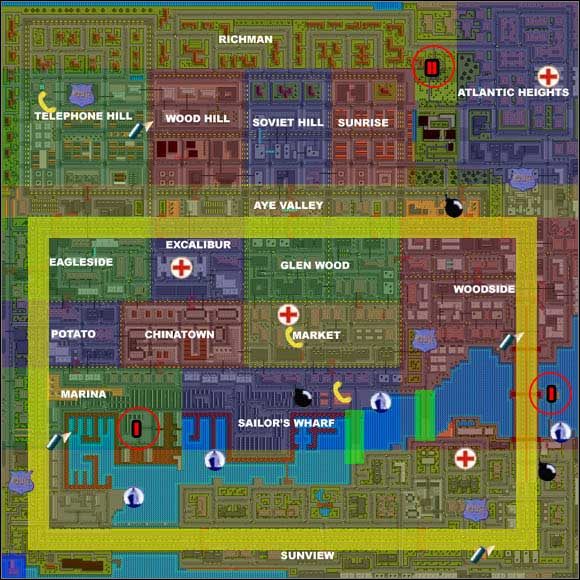 Układ ulic jest tu jeszcze mniej skomplikowany niż w Liberty City - San Andreas - Mapa | Mapy Grand Theft Auto - Grand Theft Auto - poradnik do gry