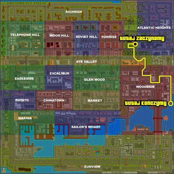 Najpierw jedź do południowo-zachodniego Woodhill odebrać telefon - Misje telefoniczne (2) | San Andreas - Tequila Slammer | Grand Theft Auto - Grand Theft Auto - poradnik do gry