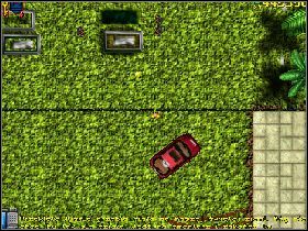 Punkt drugi - wsiądź do jednej z limuzyn blokujących wjazd na cmentarz i rozjedź stojącego niemal na wprost kolesia z karabinem maszynowym, potem zajmij się dwoma pozostałymi strażnikami wyposażonymi w pistolety - Misje telefoniczne (2) | Vice City - Rasta Blasta | Grand Theft Auto - Grand Theft Auto - poradnik do gry