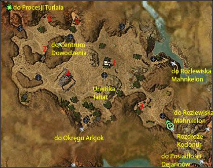 Urwiska Jahai są jednym z miejsc, gdzie można znaleźć specjalną skrzynkę, z której wypada złoty przedmiot oraz od 500 do 3000 złota (im dalsza kraina tym więcej) - Rozdroże Kodonur (miasto), Urwiska Jahai | Kourna | Guild Wars Nightfall - Guild Wars: Nightfall - poradnik do gry